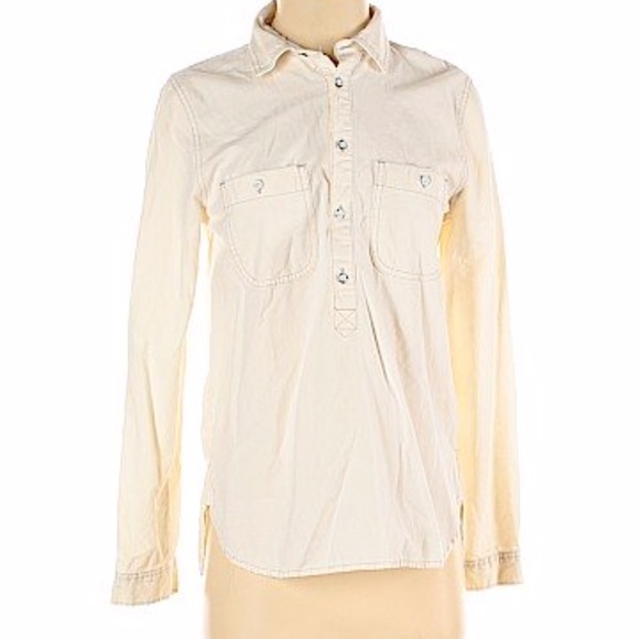 Madewell Cream Denim 1/4 button down - Picture 1 of 7